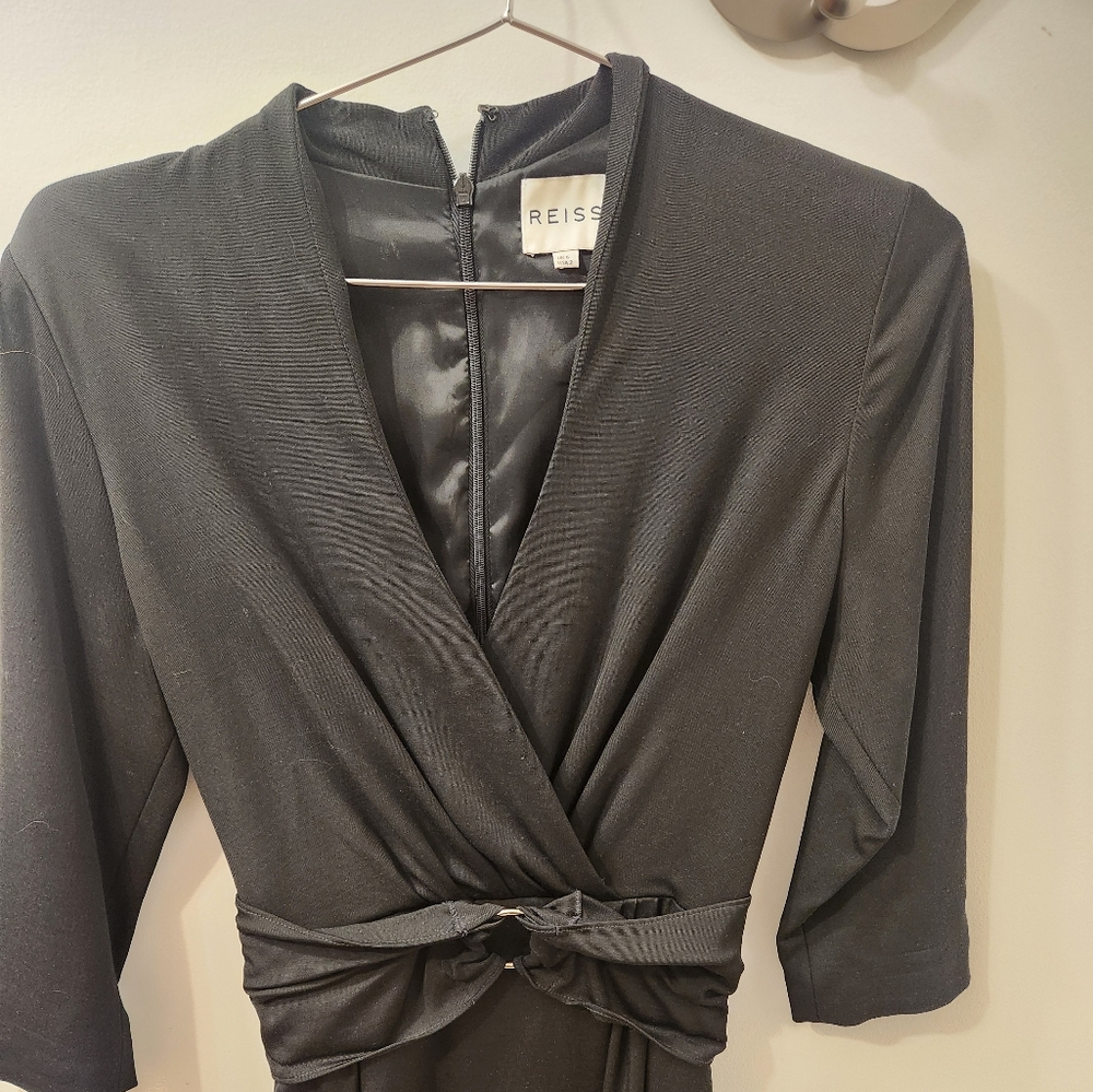 Reiss Black Faux Wrap Suit Dress 2